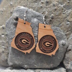 Georgia Bulldog Wooden Earrings UGA Swag
